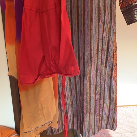 FESTIVE ORANGE A LINE KURTA:knee length with heavy all over zardozi work. - Picture 12 of 13